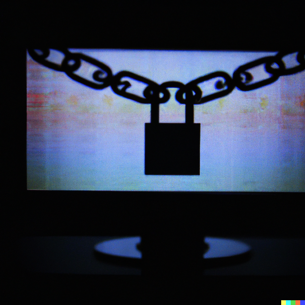 écran avec une chaine et un cadenas pour symboliser la sécurité